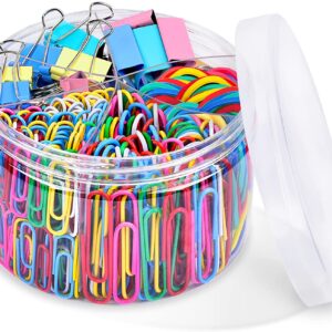 Binder Clips Paper Clips, Sopito 300pcs Colored Office Clips Set